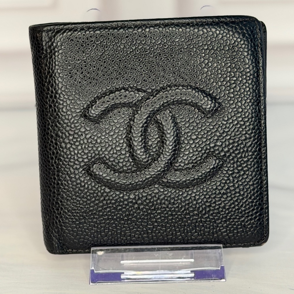 Chanel Black Caviar Leather Bifold Wallet CC Logo | Full Inclusion | Halo Intact - Picture 3 of 14
